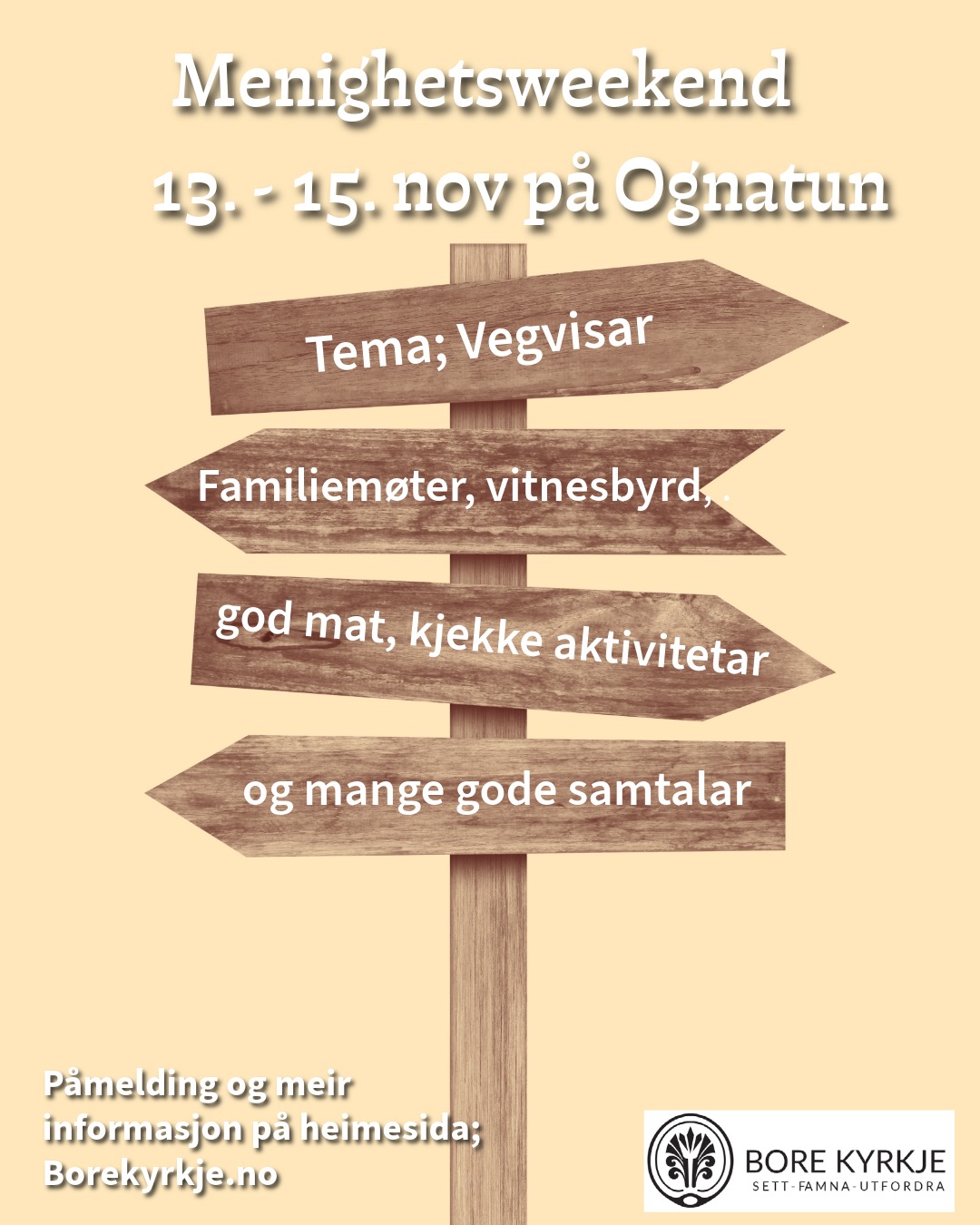 Plakat med informasjon om weekend